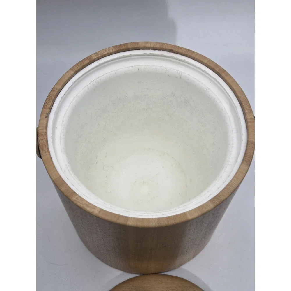 Vintage 70's Ice Bucket Faux Wood Irvinware MCM Barware USA Insulated